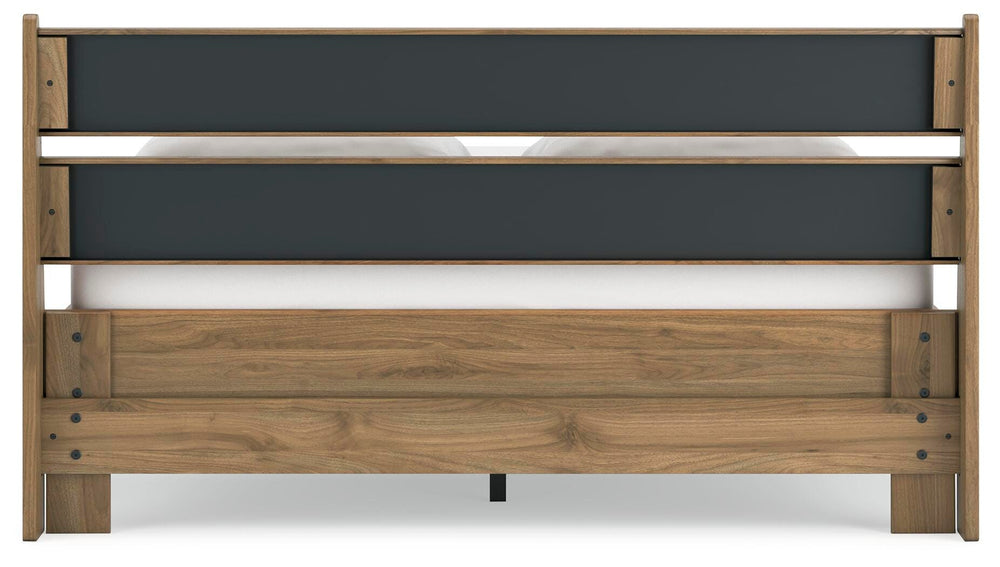 Deanlow Queen Platform Panel Bed - Light Brown (6)