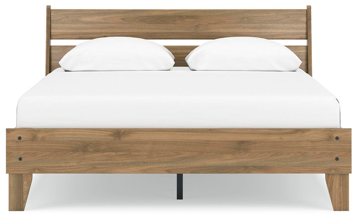 Deanlow Queen Platform Panel Bed - Light Brown (5)