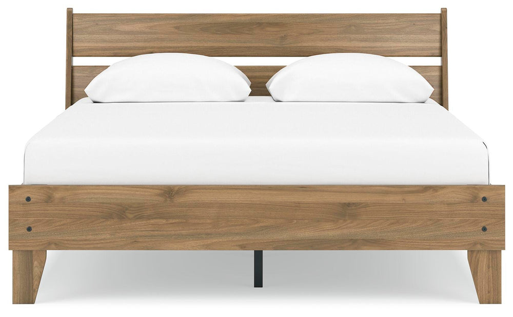 Deanlow Queen Platform Panel Bed - Light Brown (5)