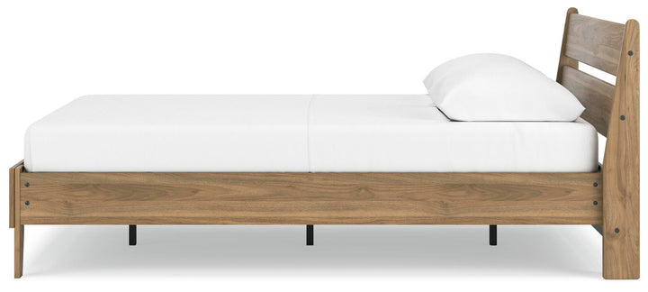 Deanlow Queen Platform Panel Bed - Light Brown (7)