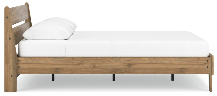 Deanlow Queen Platform Panel Bed - Light Brown (8)
