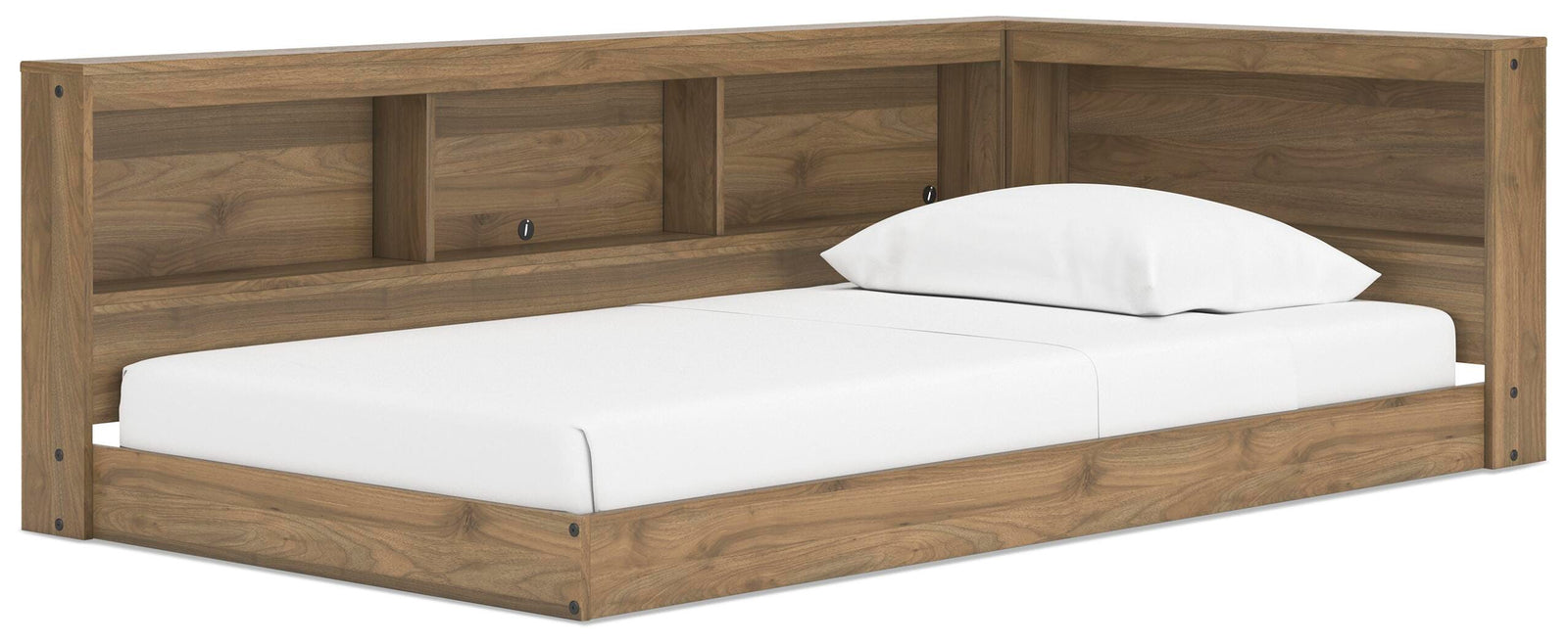 Deanlow Twin Bookcase Storage Bed - Light Brown (1)