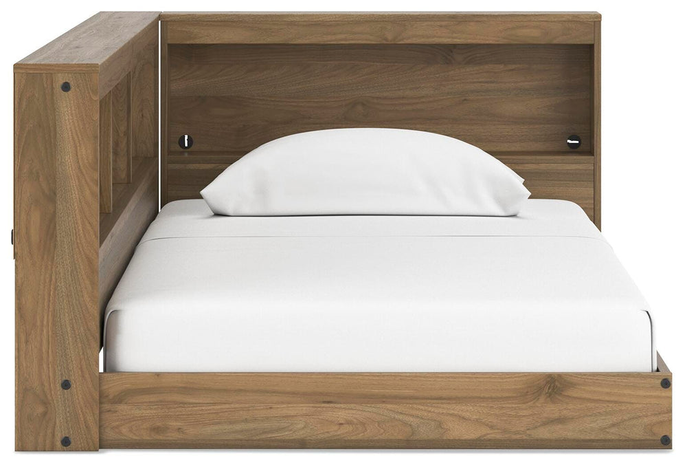 Deanlow Twin Bookcase Storage Bed - Light Brown (6)