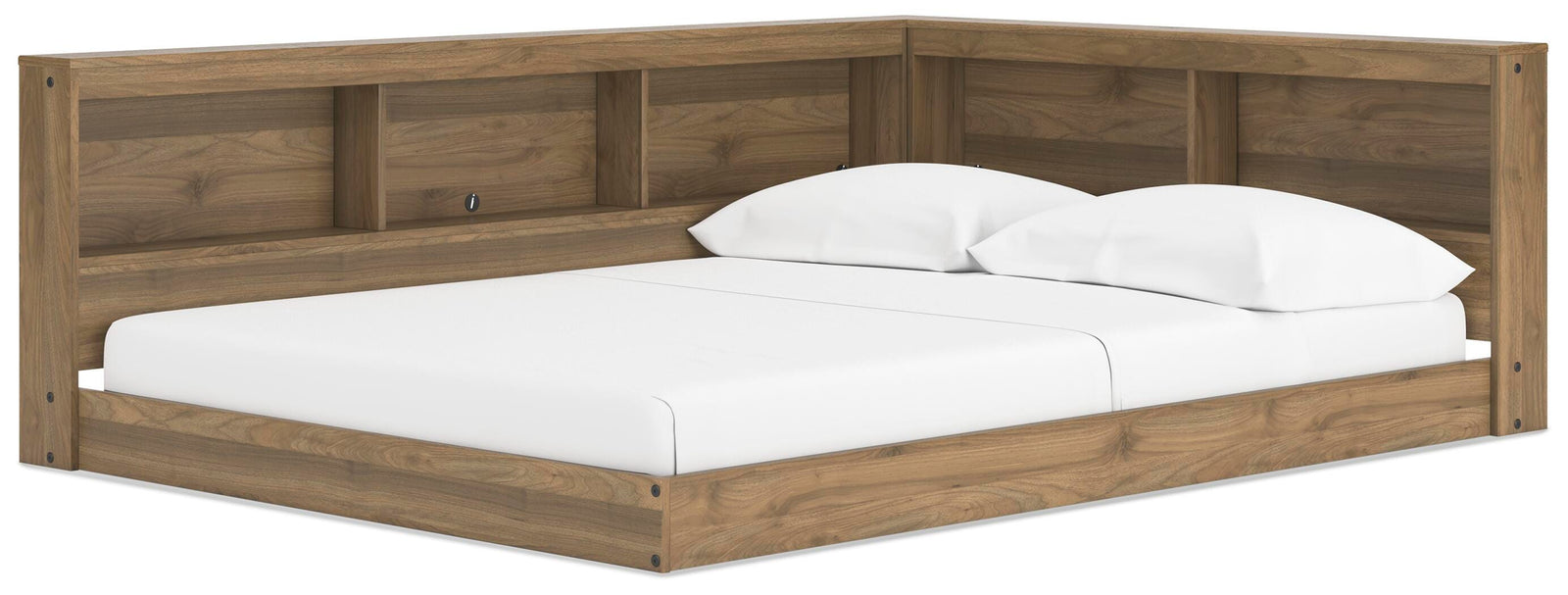 Deanlow Full Bookcase Storage Bed - Light Brown (1)