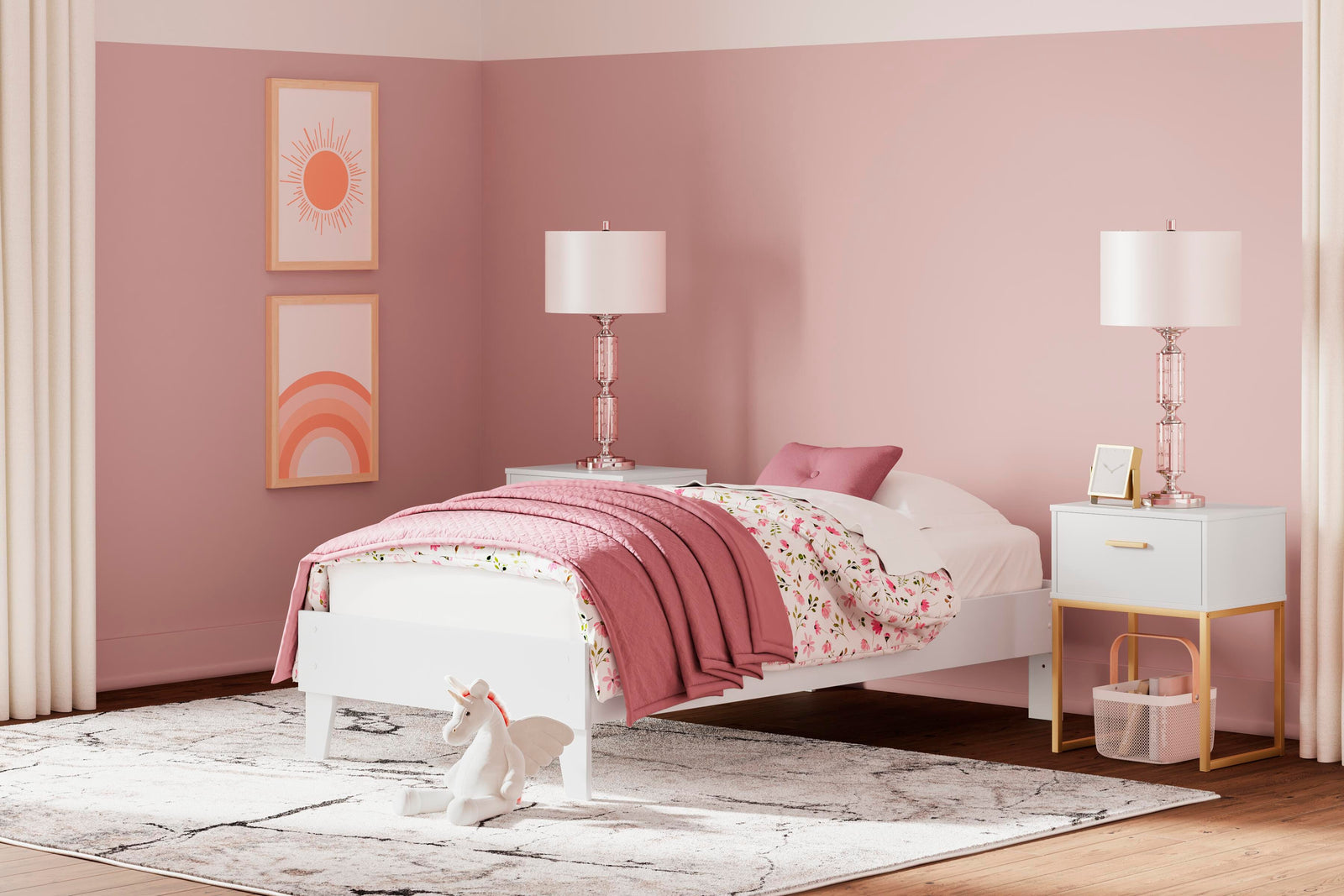 Socalle Twin Platform Bed - White (2)