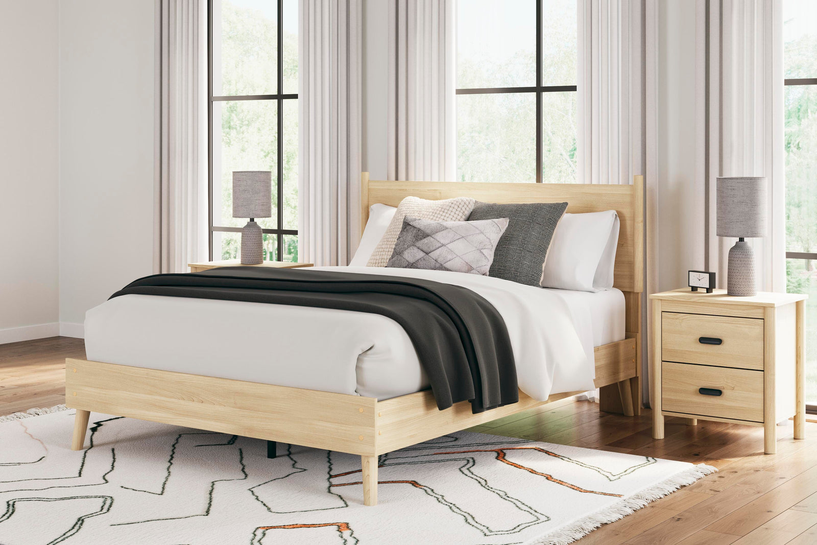 Cabinella Queen Platform Panel Bed - Beige (2)
