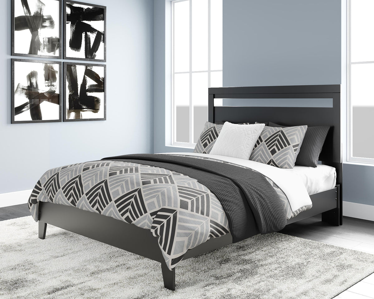 Finch Queen Panel Platform Bed - Black/Brown (2)