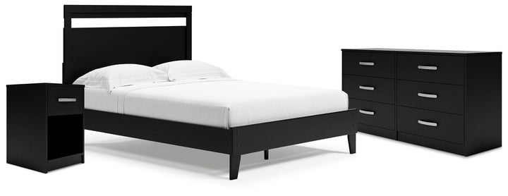 Finch Queen Panel Platform Bed with Dresser and Nightstand - Black (1)