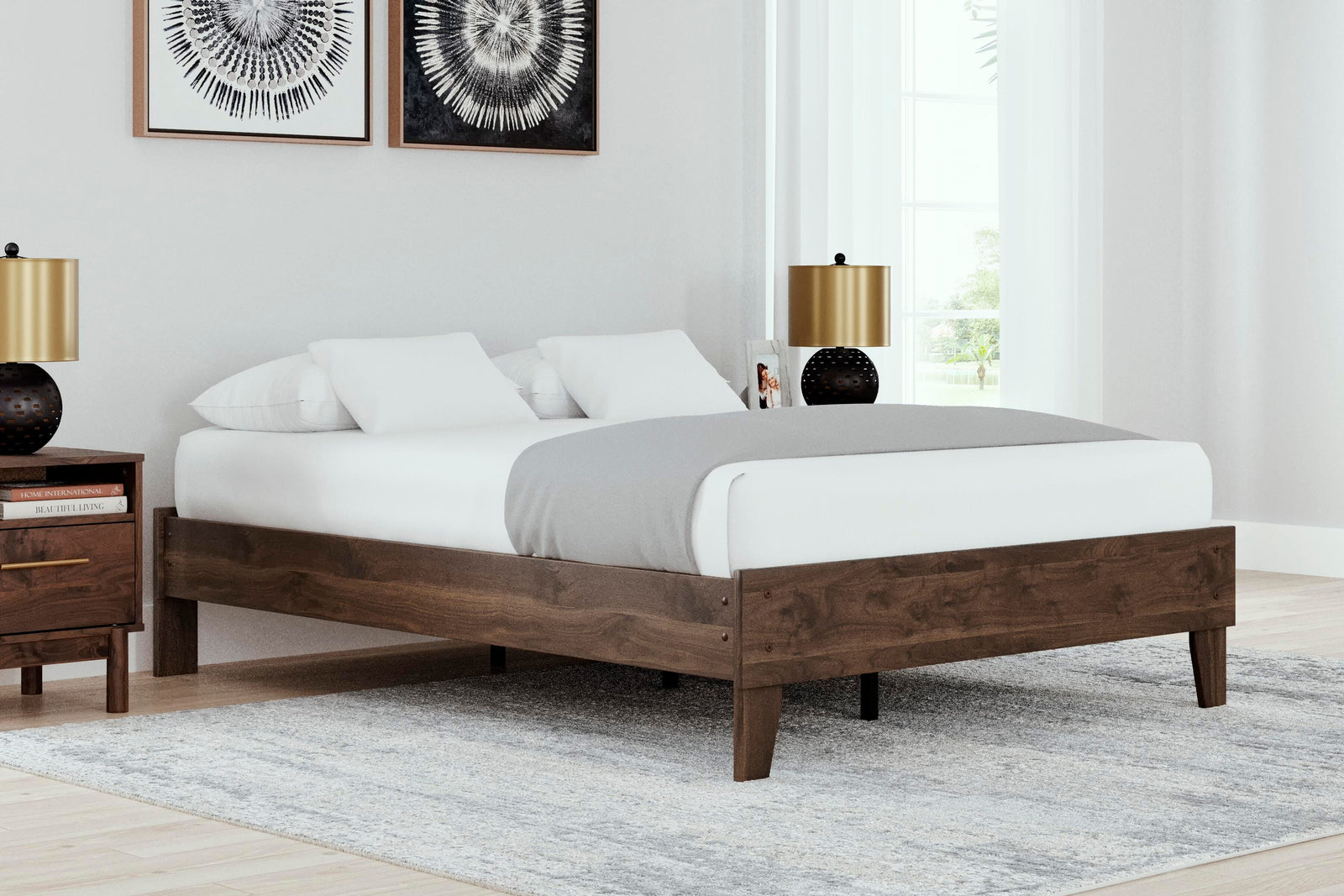 Calverson Full Platform Bed - Light Brown (2)