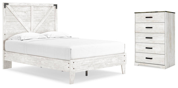 Shawburn Full Panel Bed with Chest - White/Brown (1)