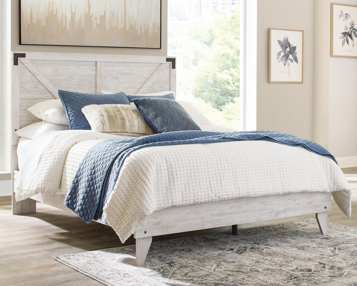Shawburn Queen Crossbuck Panel Platform Bed - White/Dark Charcoal Gray (2)