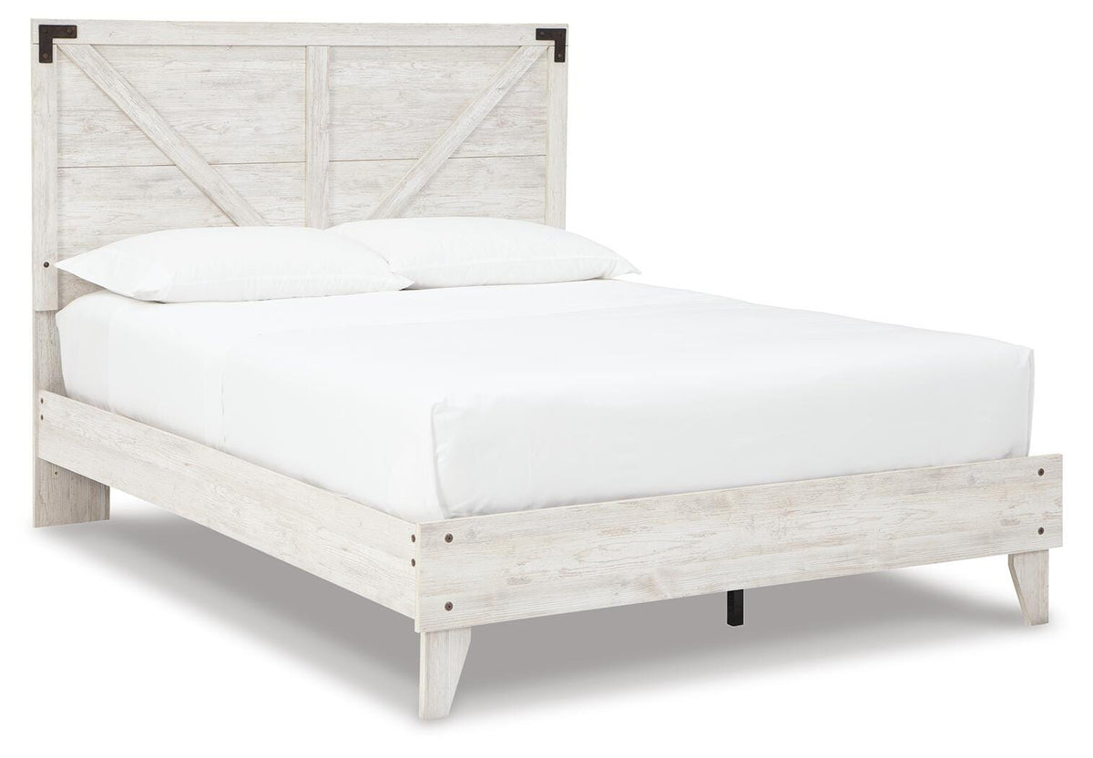 Shawburn Queen Crossbuck Panel Platform Bed - White/Dark Charcoal Gray (1)