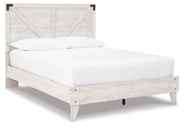 Shawburn Queen Crossbuck Panel Platform Bed - White/Dark Charcoal Gray (1)