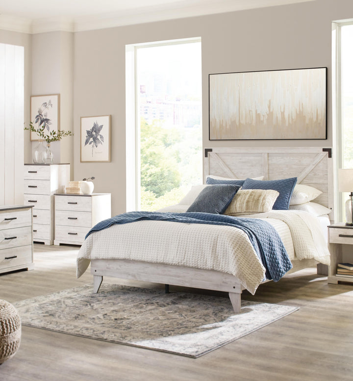 Shawburn Queen Crossbuck Panel Platform Bed - White/Dark Charcoal Gray (7)
