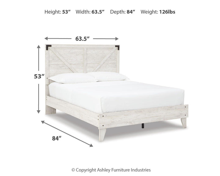 Shawburn Queen Crossbuck Panel Platform Bed - White/Dark Charcoal Gray (4)