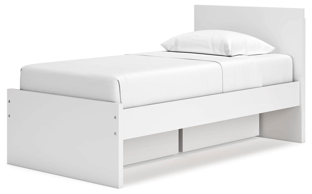 Onita Twin Panel Platform Bed with 1 Side Storage - White (4)