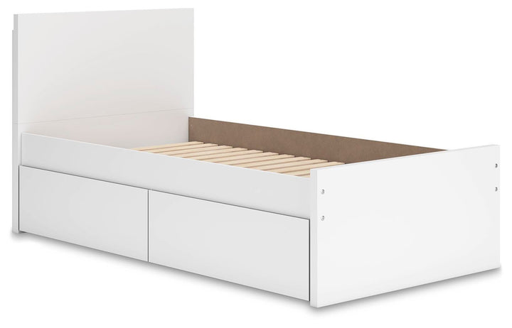 Onita Twin Panel Platform Bed with 1 Side Storage - White (3)