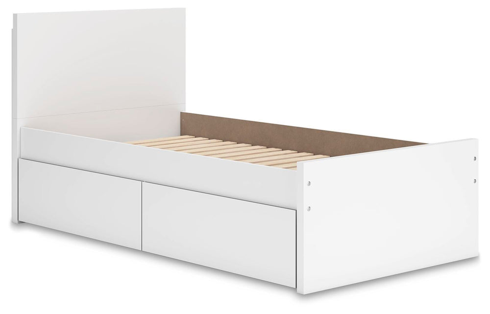 Onita Twin Panel Platform Bed with 1 Side Storage - White (3)