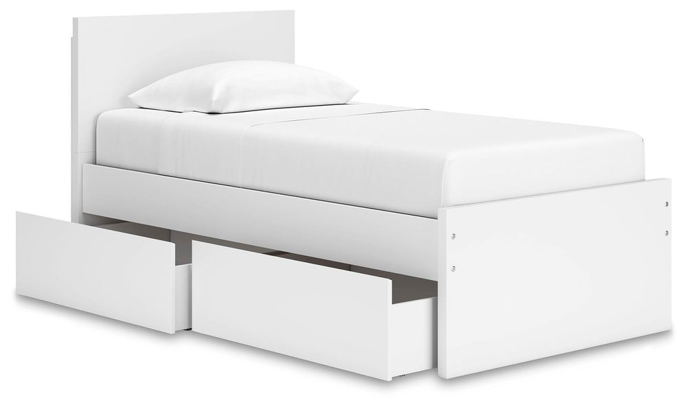 Onita Twin Panel Platform Bed with 1 Side Storage - White (5)