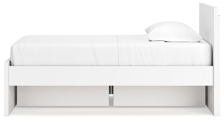 Onita Twin Panel Platform Bed with 1 Side Storage - White (8)
