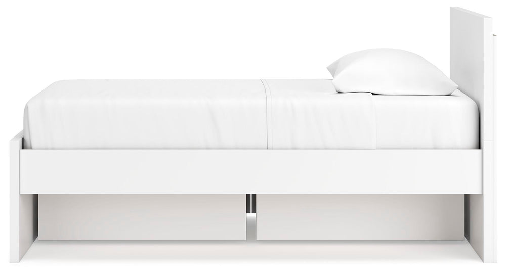 Onita Twin Panel Platform Bed with 1 Side Storage - White (8)