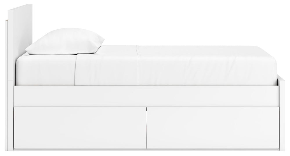 Onita Twin Panel Platform Bed with 1 Side Storage - White (9)