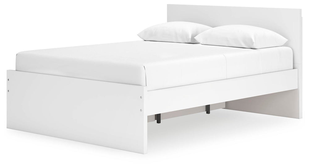 Onita Queen Panel Platform Bed with 1 Side Storage - White (2)