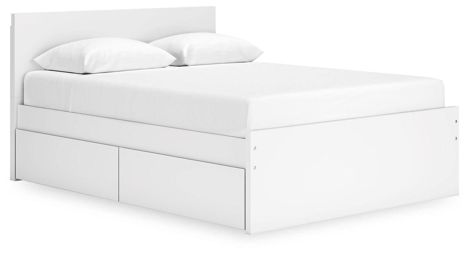 Onita Queen Panel Platform Bed with 1 Side Storage - White (1)