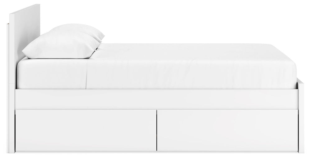 Onita Queen Panel Platform Bed with 1 Side Storage - White (8)