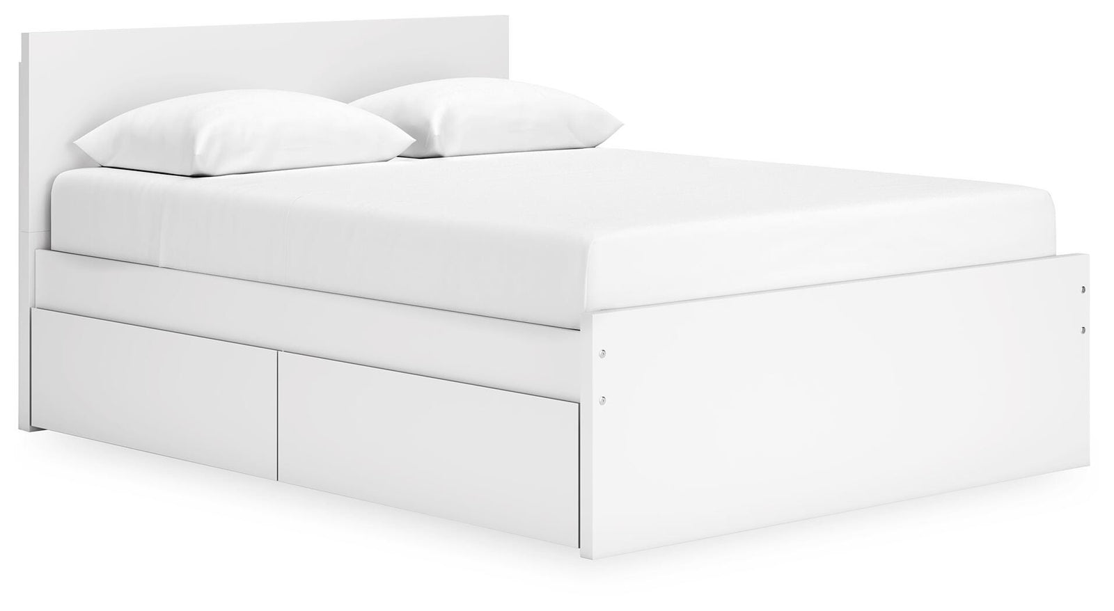 Onita Queen Panel Platform Bed with 2 Side Storage - White (1)