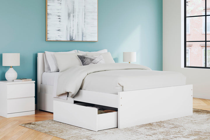 Onita Queen Panel Platform Bed with 2 Side Storage - White (10)