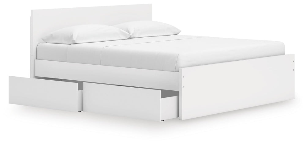 Onita King Panel Platform Bed with Storage - White (3)