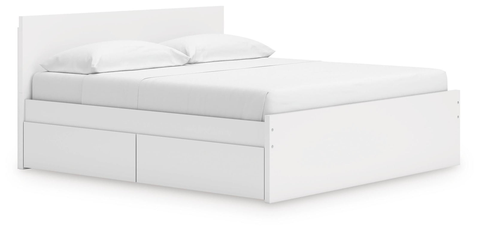 Onita King Panel Platform Bed with Storage - White (1)