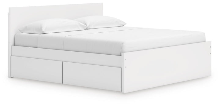 Onita King Panel Platform Bed with Storage - White (1)