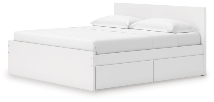 Onita King Panel Platform Bed with 2 Side Storage - White (6)