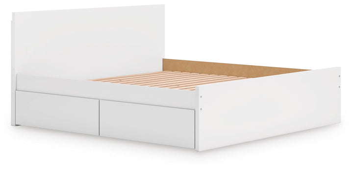 Onita King Panel Platform Bed with 2 Side Storage - White (4)