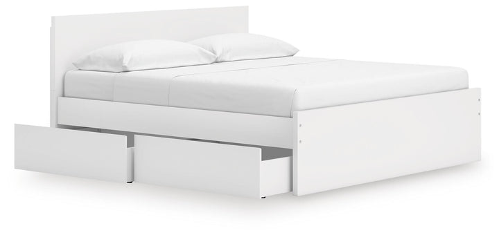 Onita King Panel Platform Bed with 2 Side Storage - White (3)
