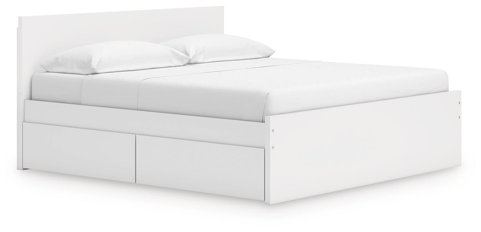 Onita King Panel Platform Bed with 2 Side Storage - White (1)