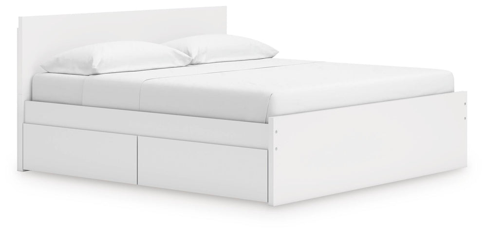 Onita King Panel Platform Bed with 2 Side Storage - White (1)