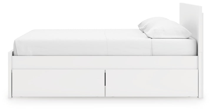 Onita King Panel Platform Bed with 2 Side Storage - White (9)