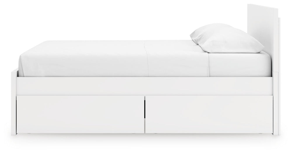 Onita King Panel Platform Bed with 2 Side Storage - White (9)