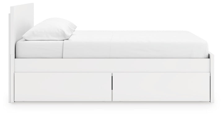 Onita King Panel Platform Bed with 2 Side Storage - White (7)