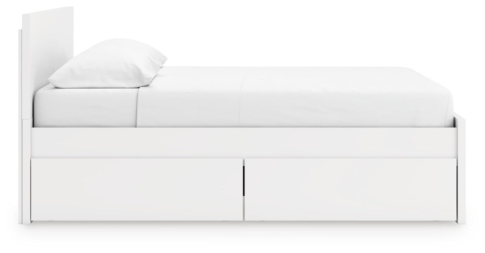 Onita King Panel Platform Bed with 2 Side Storage - White (7)