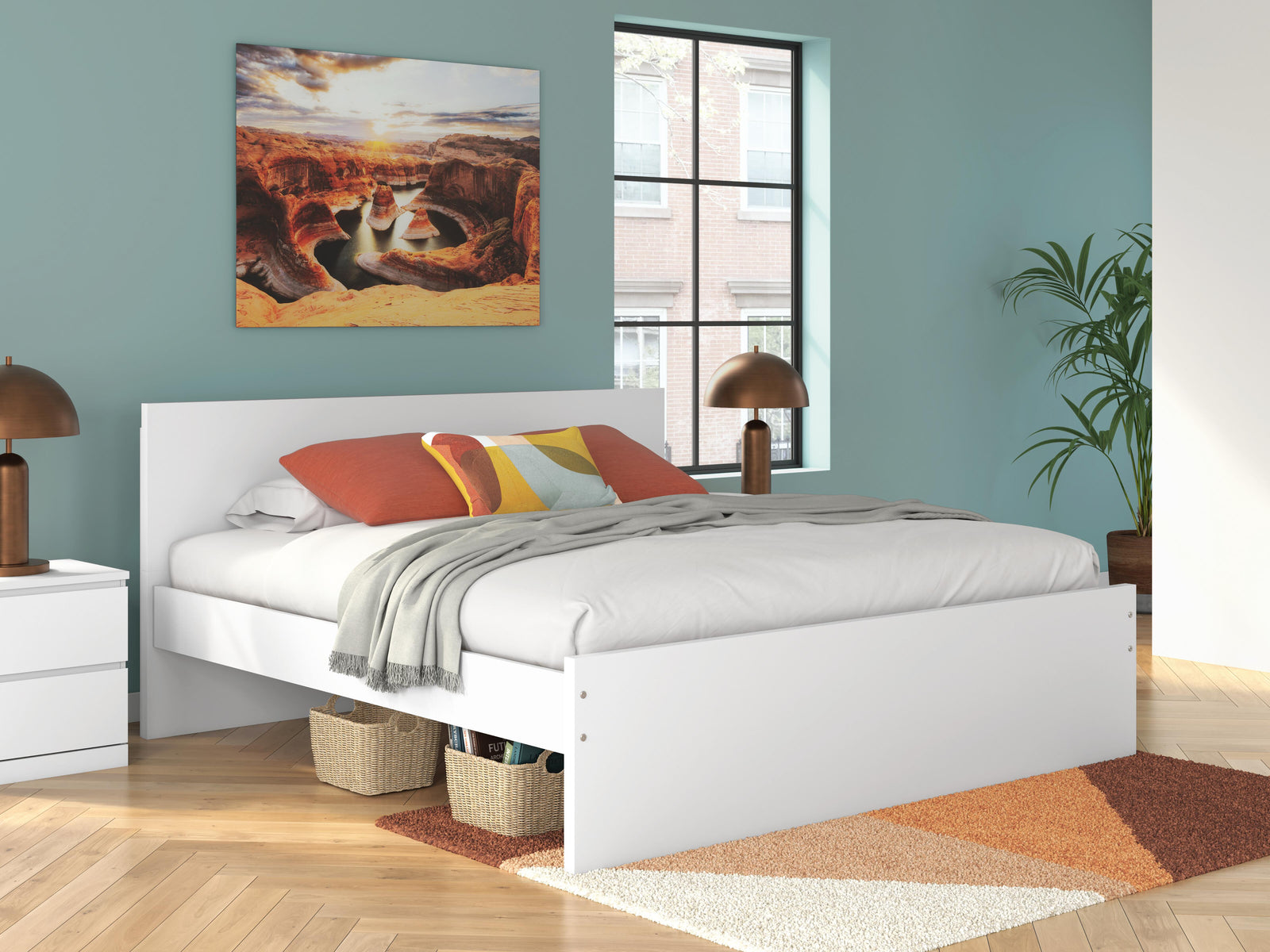 Onita King Panel Platform Bed - White (2)