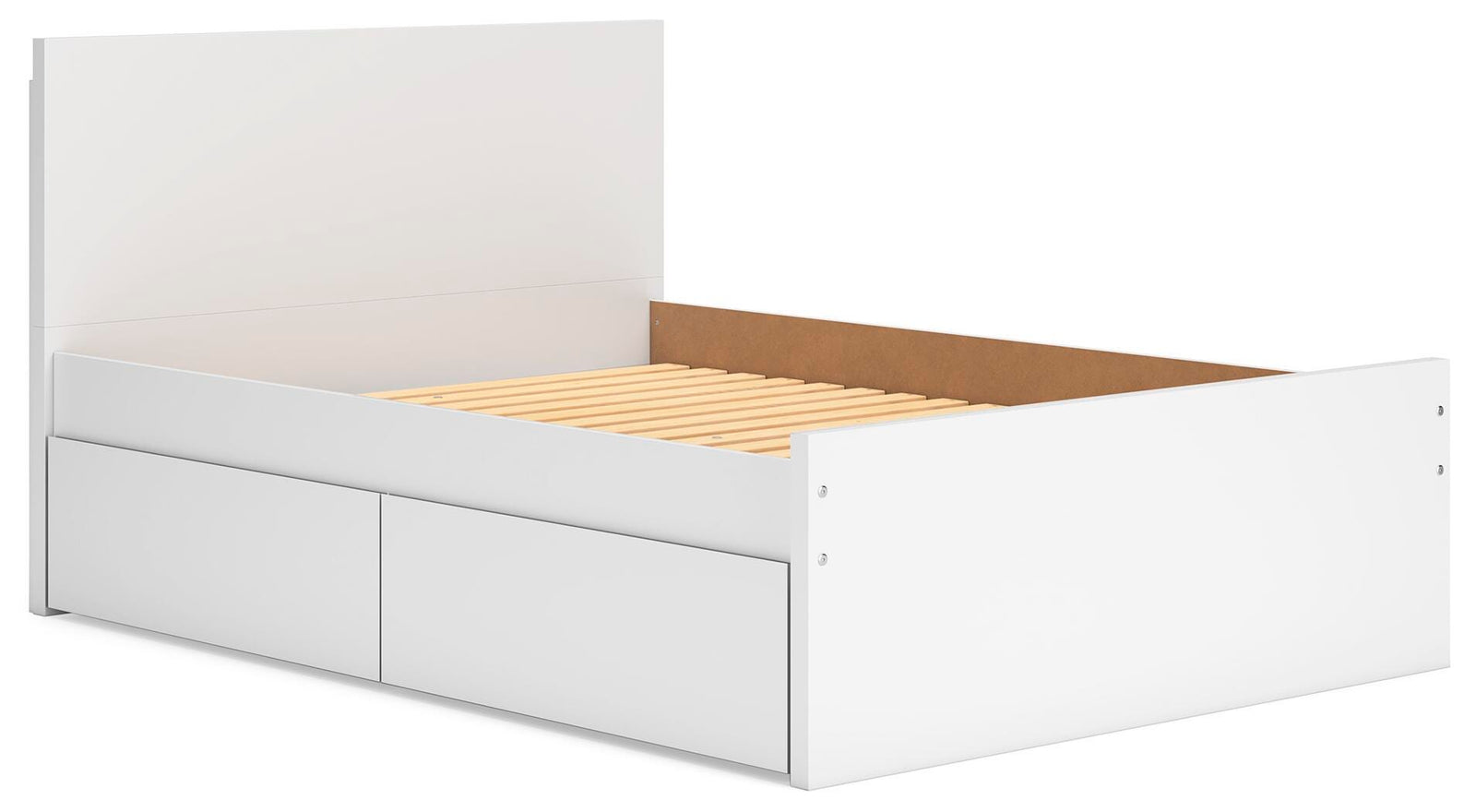 Onita Full Panel Platform Bed with 1 Side Storage - White (2)