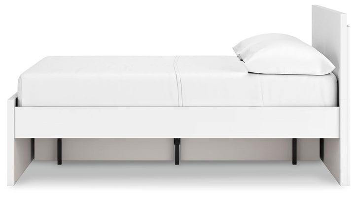 Onita Full Panel Platform Bed with 1 Side Storage - White (7)