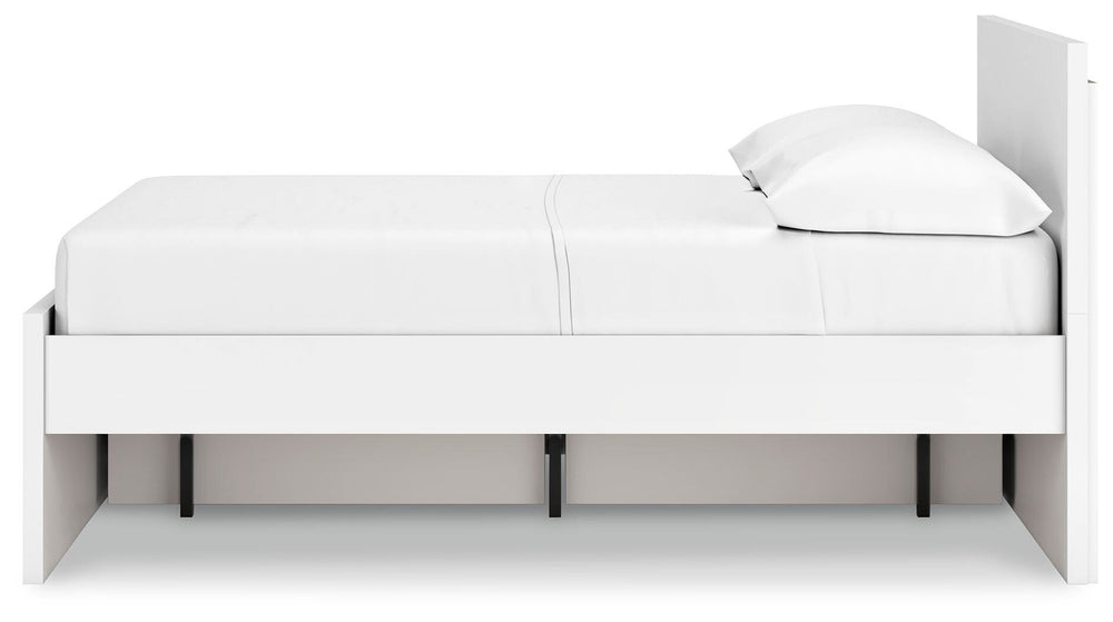 Onita Full Panel Platform Bed with 1 Side Storage - White (7)