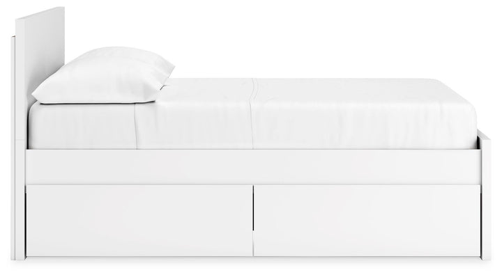 Onita Full Panel Platform Bed with 1 Side Storage - White (8)