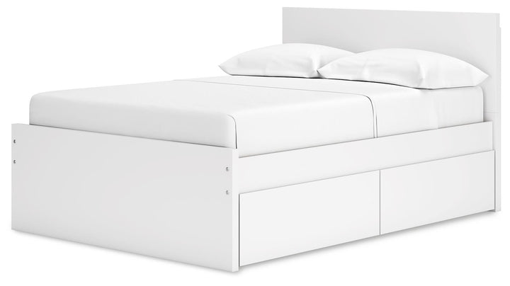 Onita Full Panel Platform Bed with 2 Side Storage - White (4)