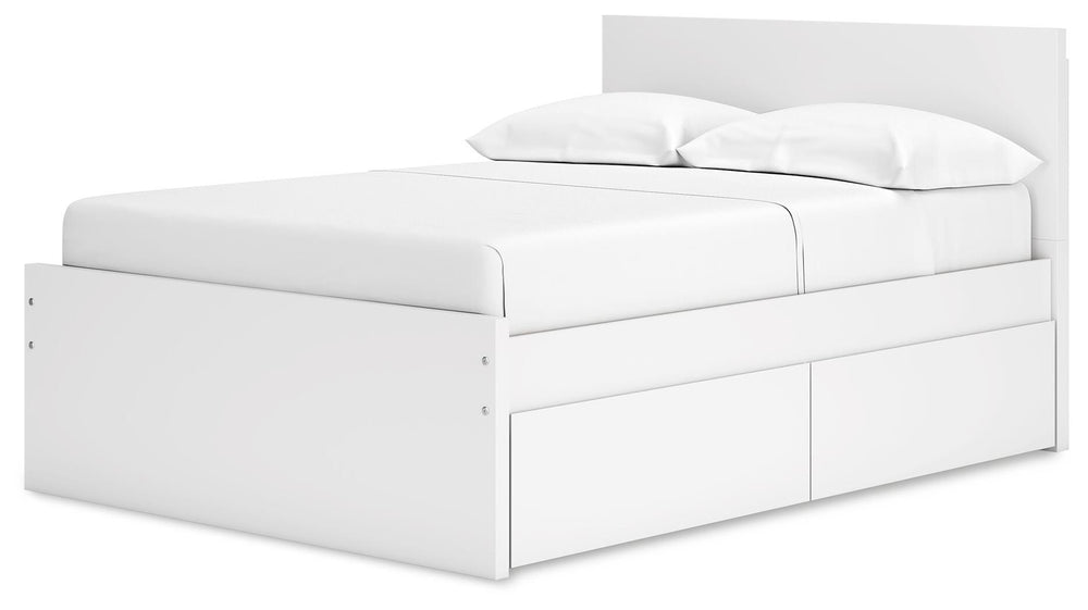 Onita Full Panel Platform Bed with 2 Side Storage - White (4)